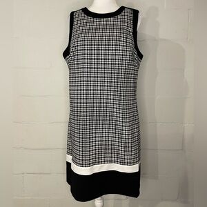 Tommy Hilfiger Black & White Houndstooth Sleeveless Shift Dress